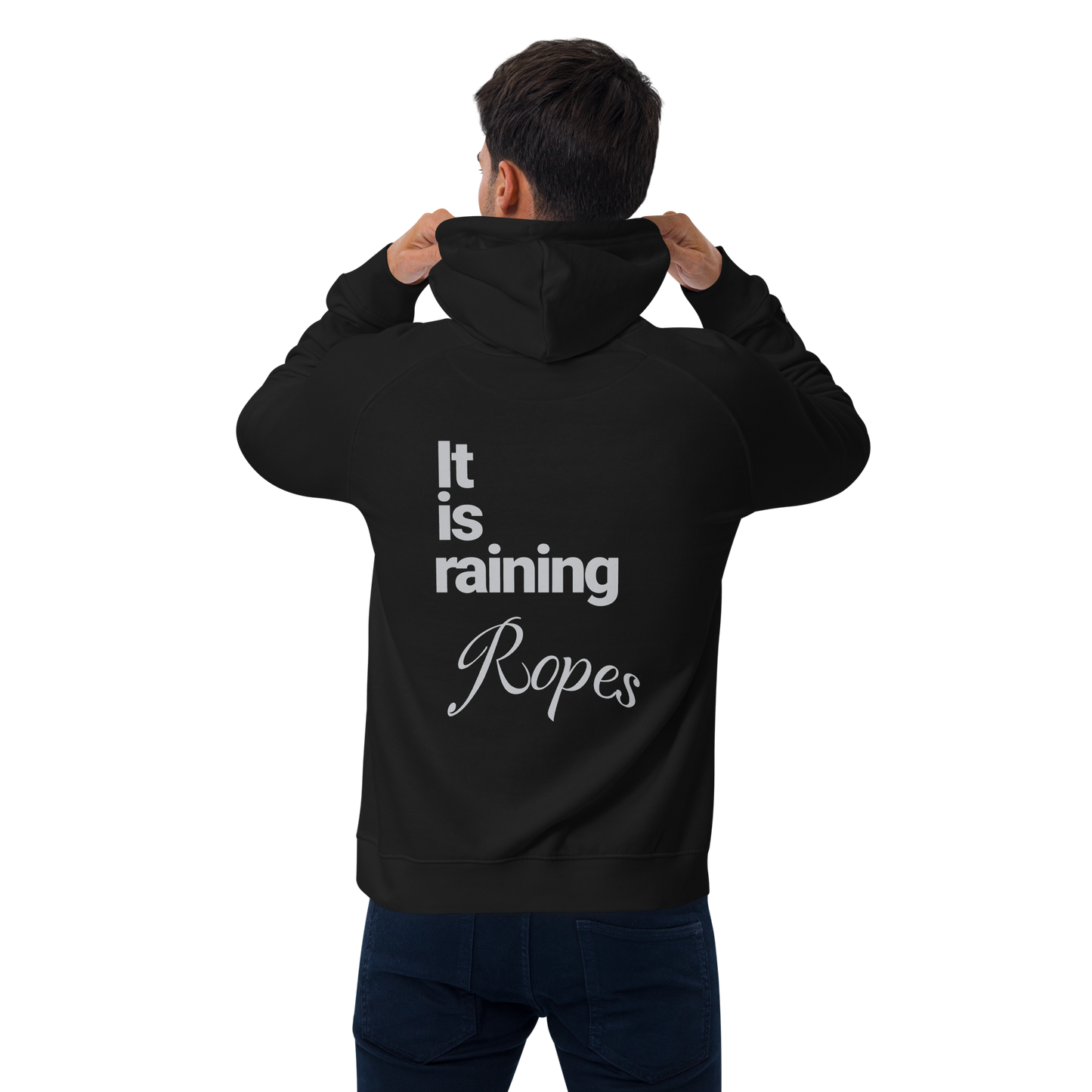 Sweat à capuche écologique Raglan unisexe imprimé dos "ropes"