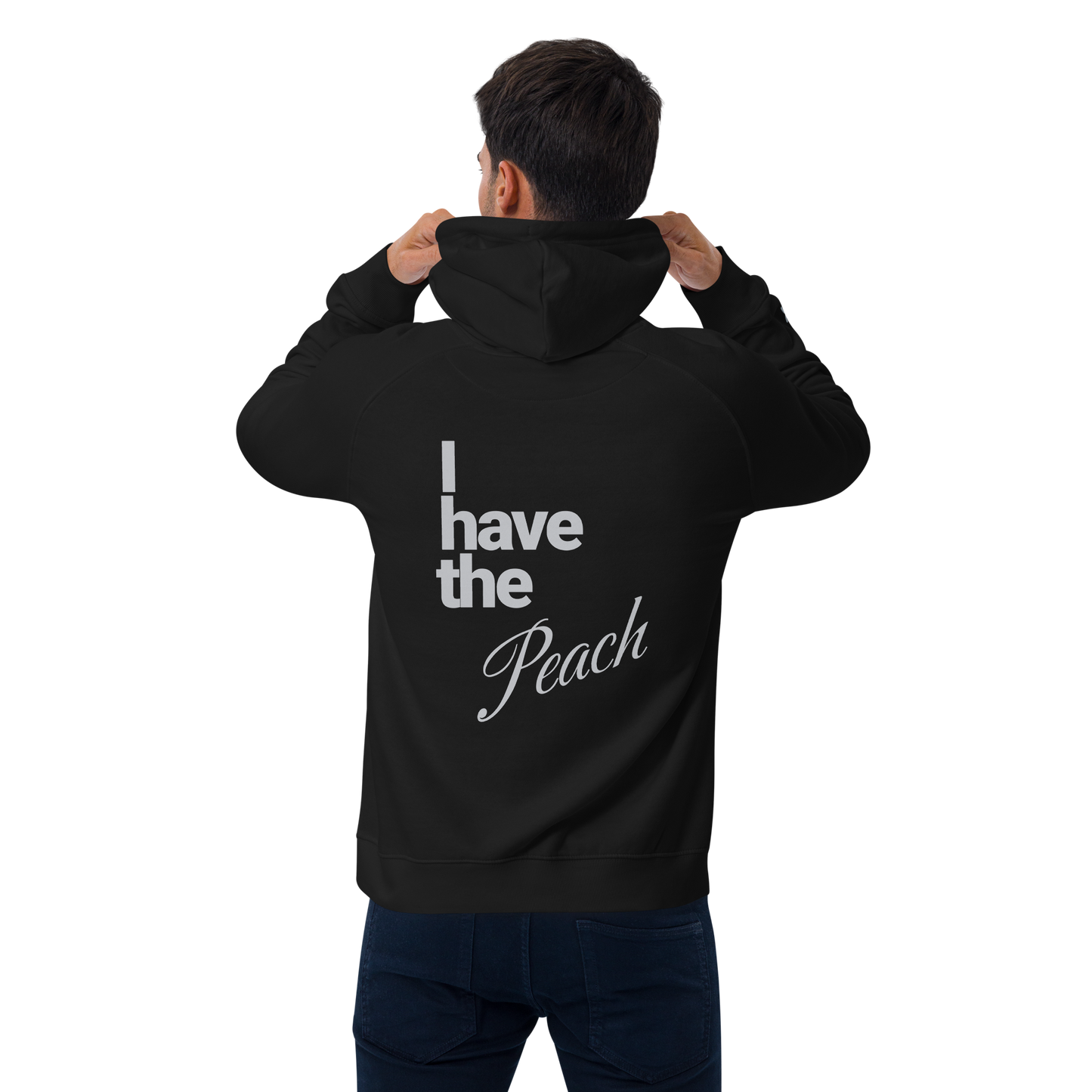 Sweat à capuche écologique Raglan unisexe imprimé dos "peach"