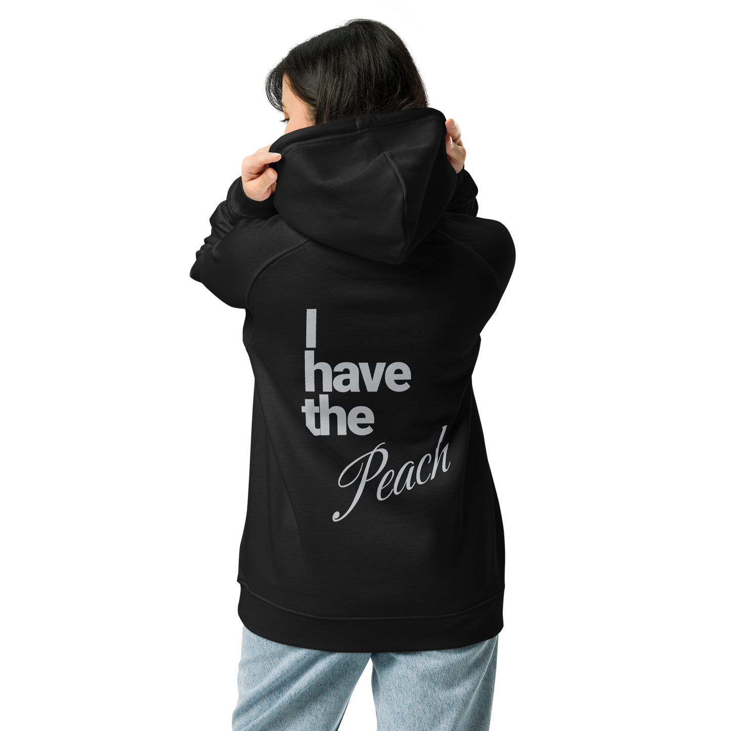 Sweat à capuche écologique Raglan unisexe imprimé dos "peach"