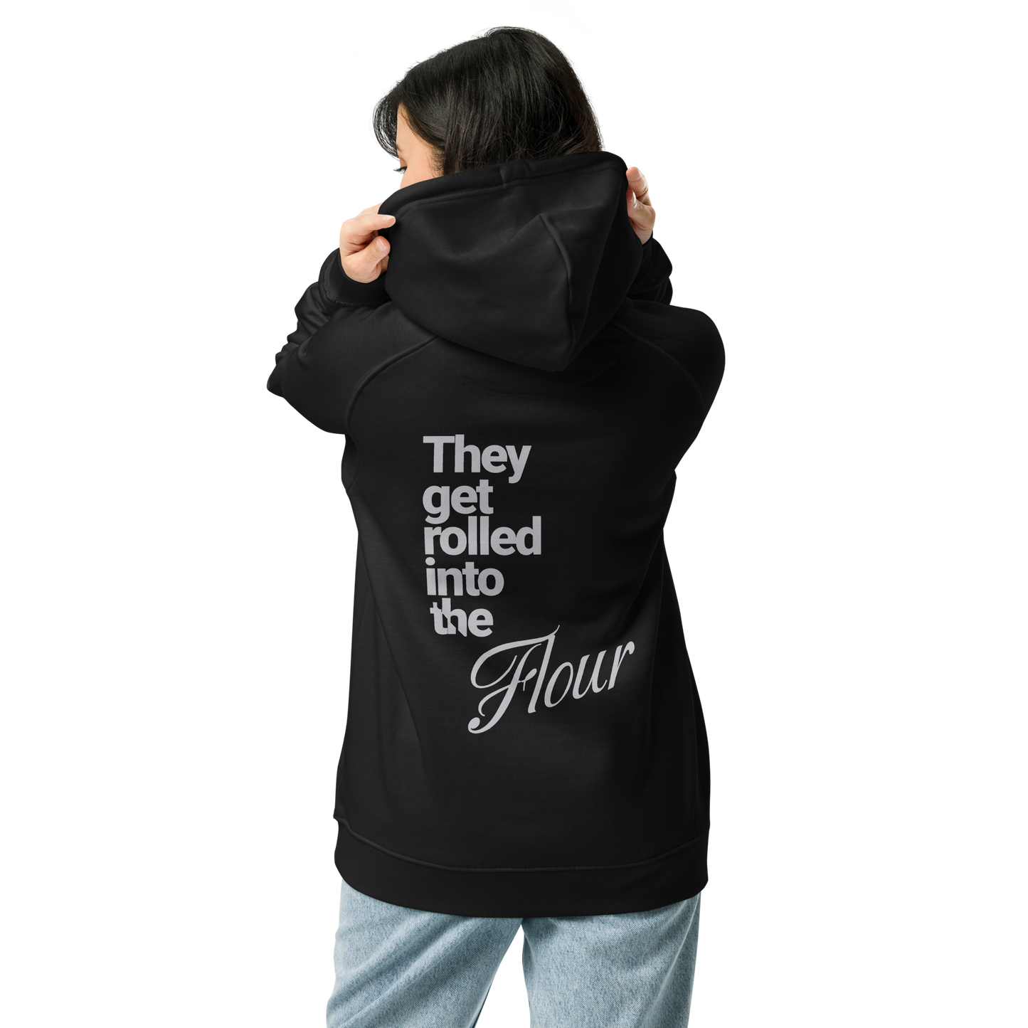 Sweat à capuche écologique Raglan unisexe imprimé dos "flour"