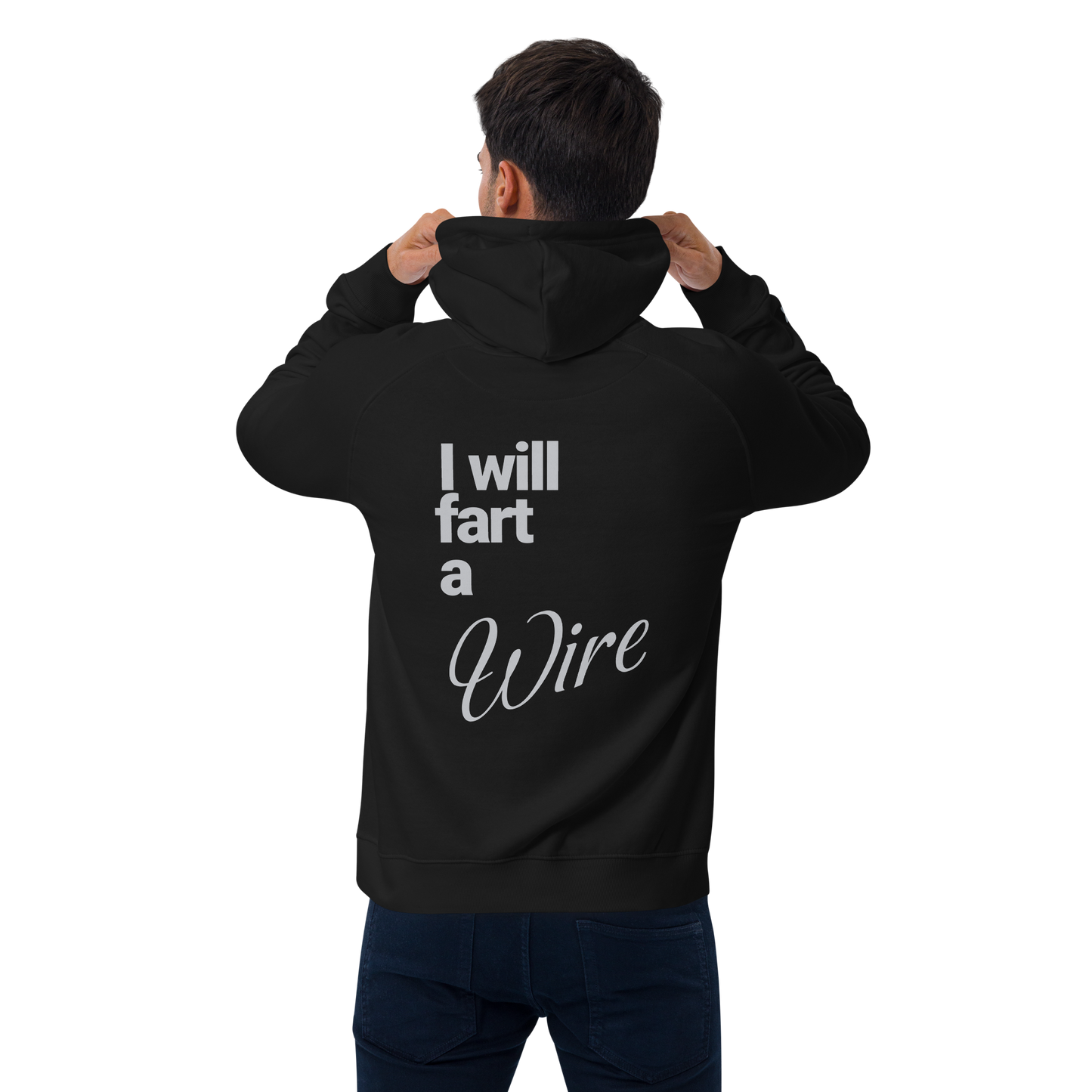 Sweat à capuche écologique Raglan unisexe imprimé dos "wire"