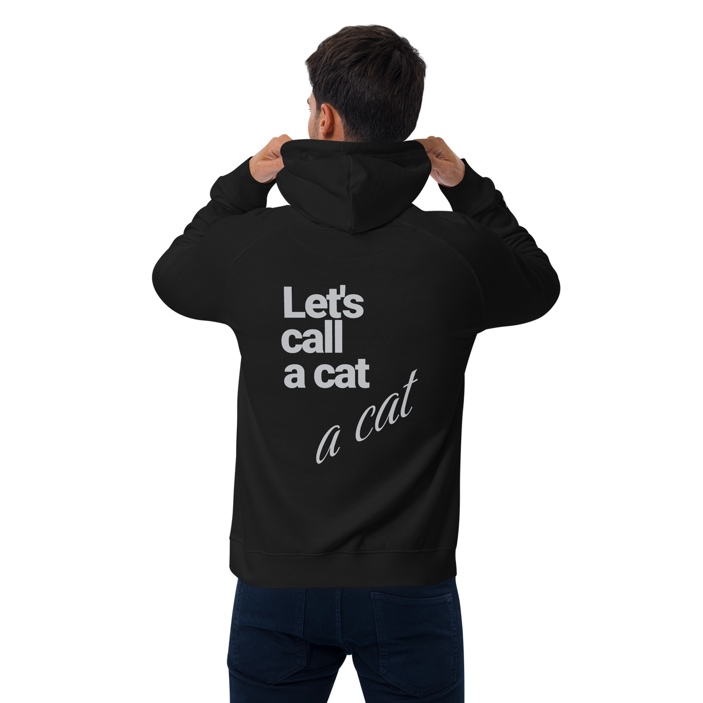 Sweat à capuche écologique Raglan unisexe imprimé dos "cat"
