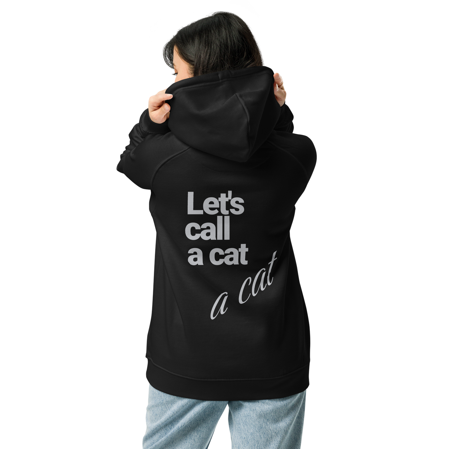 Sweat à capuche écologique Raglan unisexe imprimé dos "cat"
