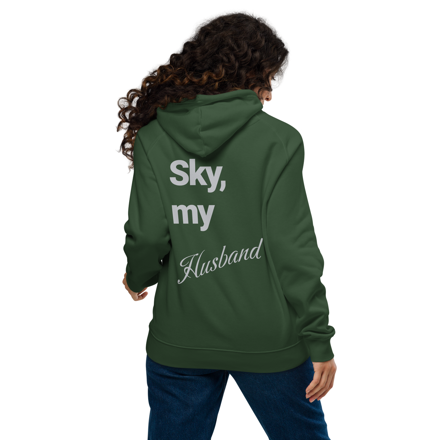 Sweat à capuche écologique Raglan unisexe imprimé dos "husband"