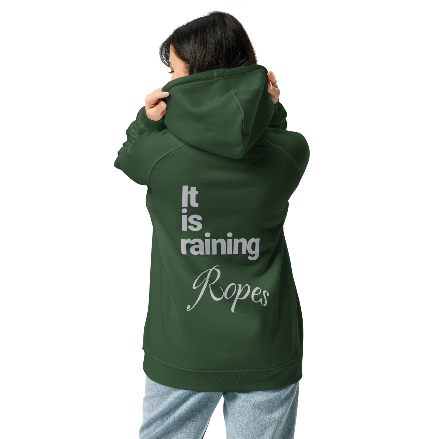 Sweat à capuche écologique Raglan unisexe imprimé dos "ropes"