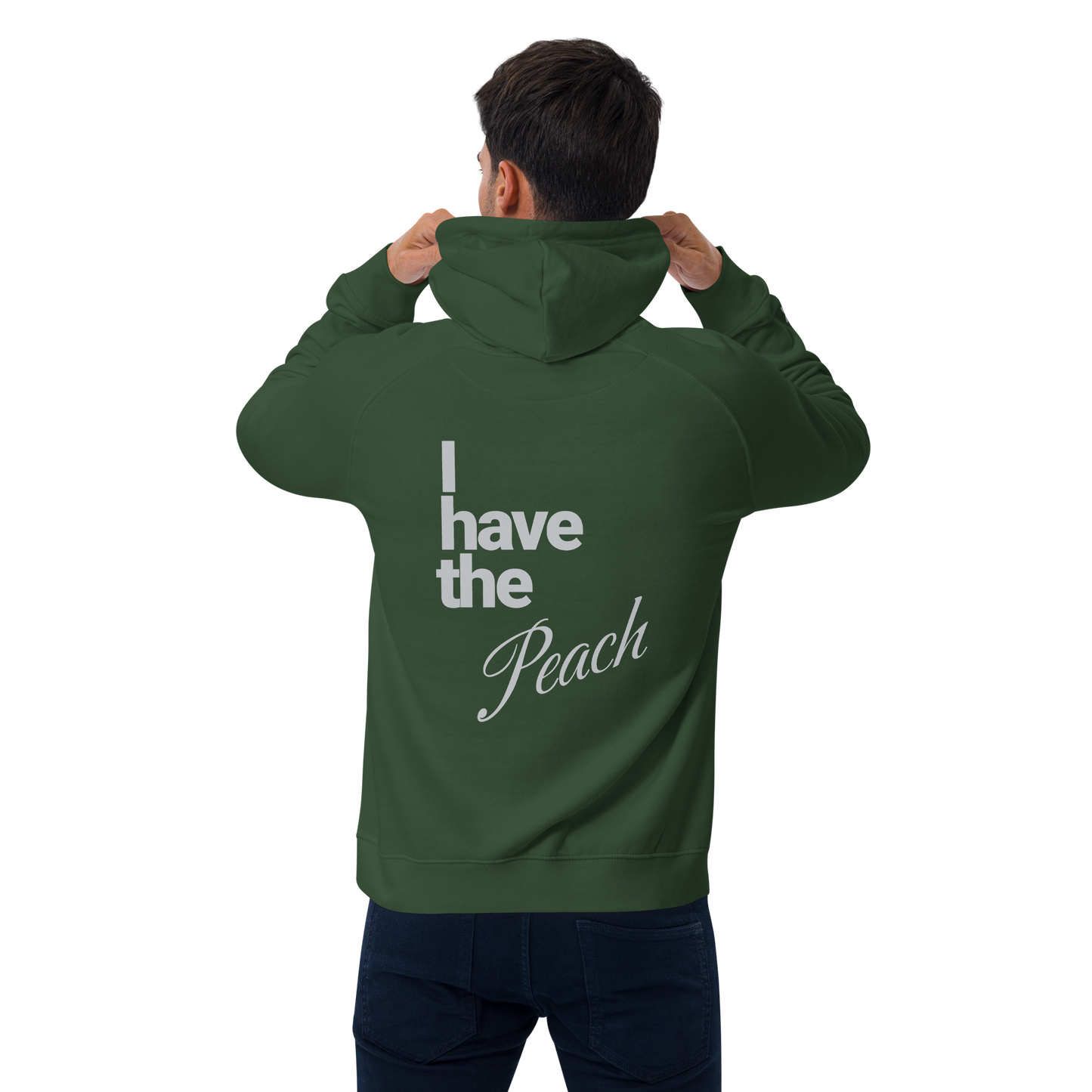 Sweat à capuche écologique Raglan unisexe imprimé dos "peach"