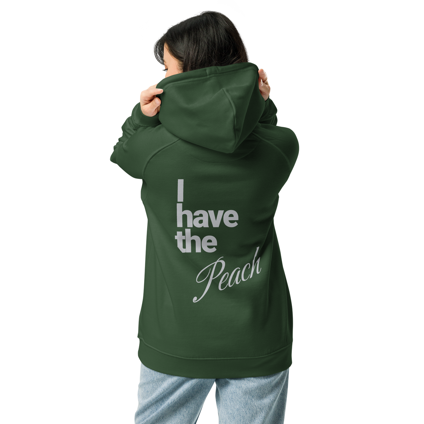 Sweat à capuche écologique Raglan unisexe imprimé dos "peach"