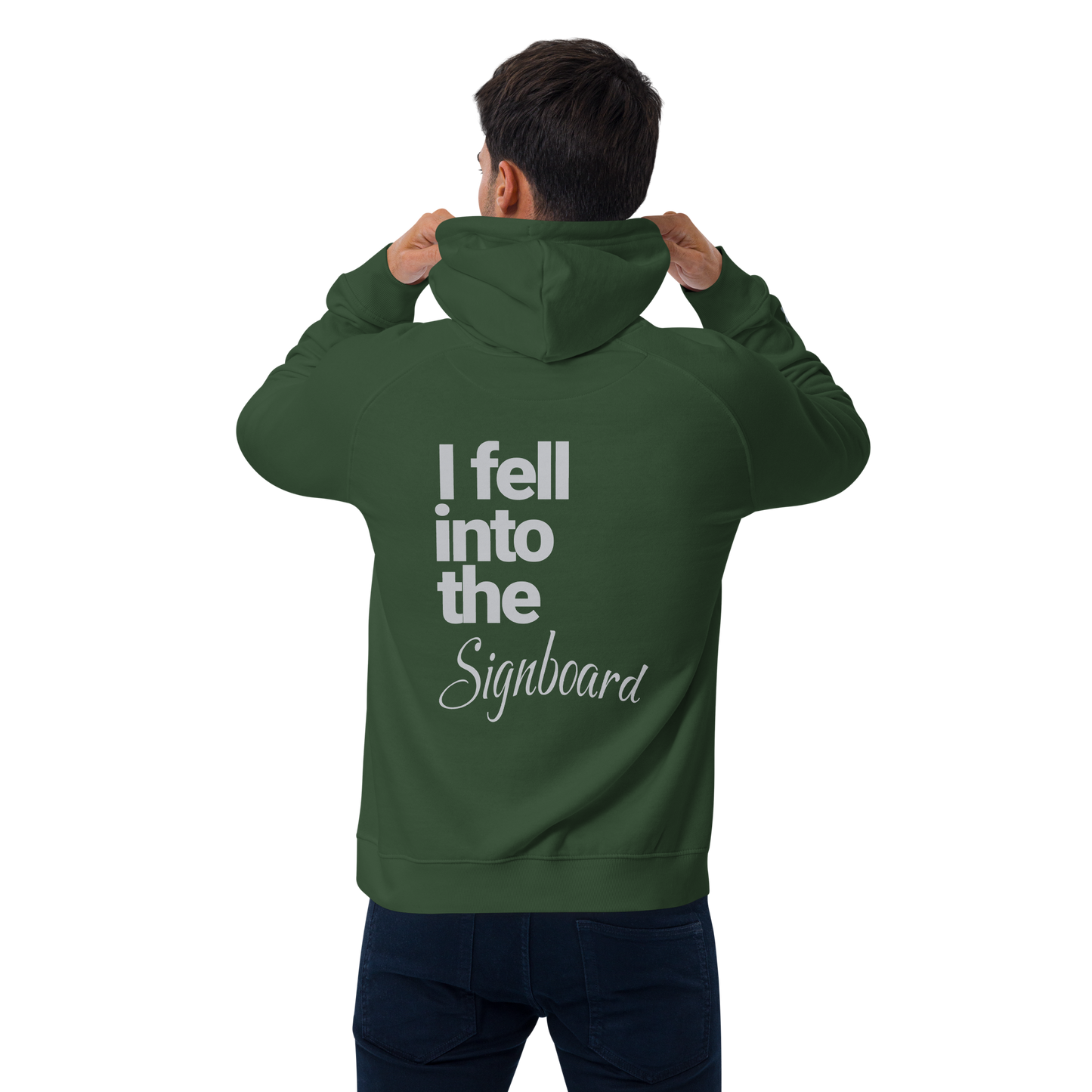 Sweat à capuche écologique Raglan unisexe imprimé dos "signboard"