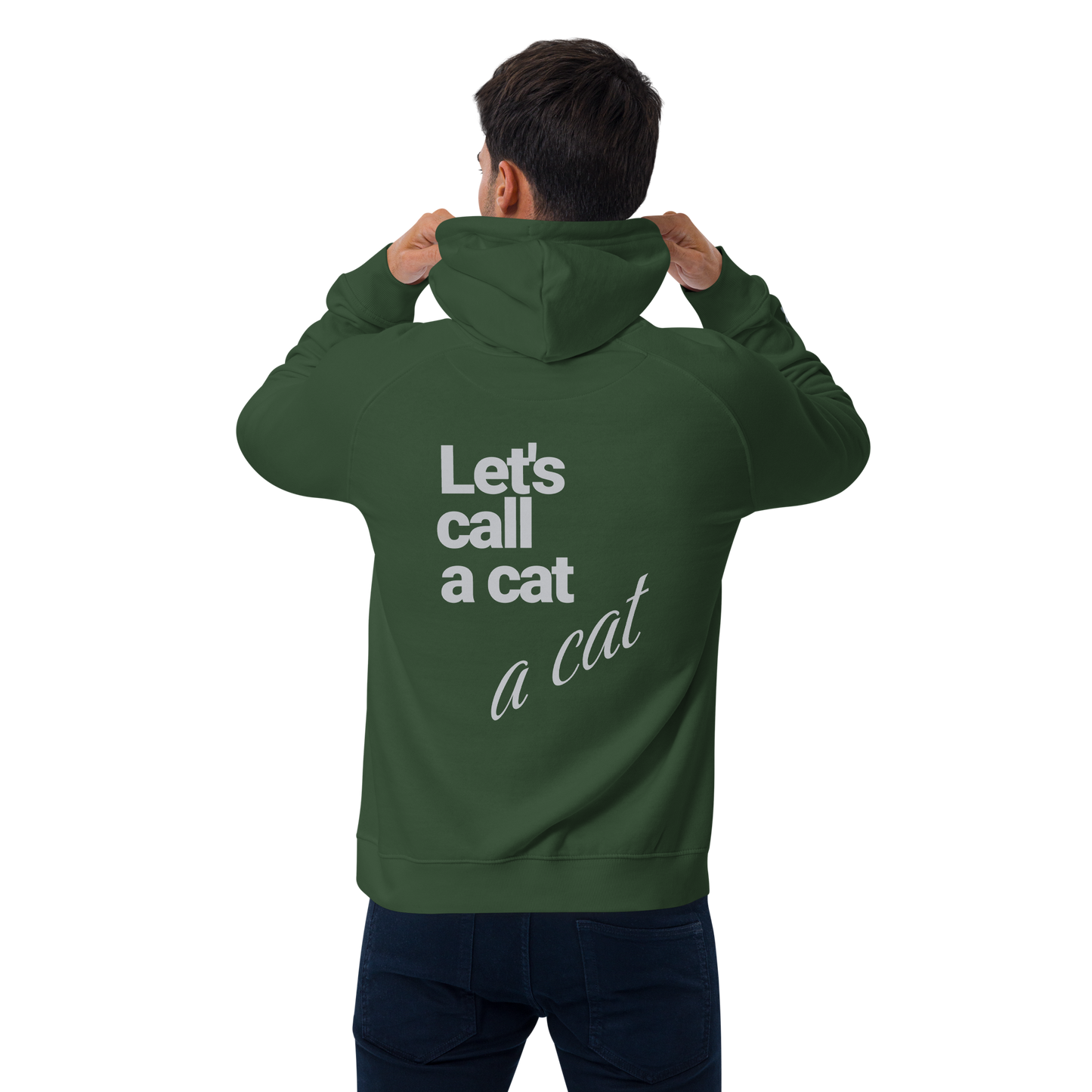 Sweat à capuche écologique Raglan unisexe imprimé dos "cat"