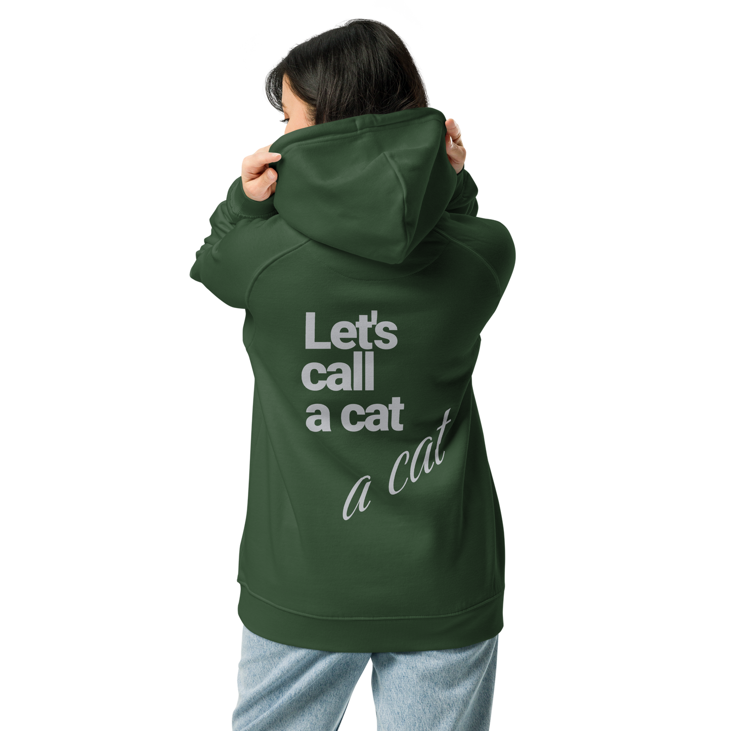Sweat à capuche écologique Raglan unisexe imprimé dos "cat"