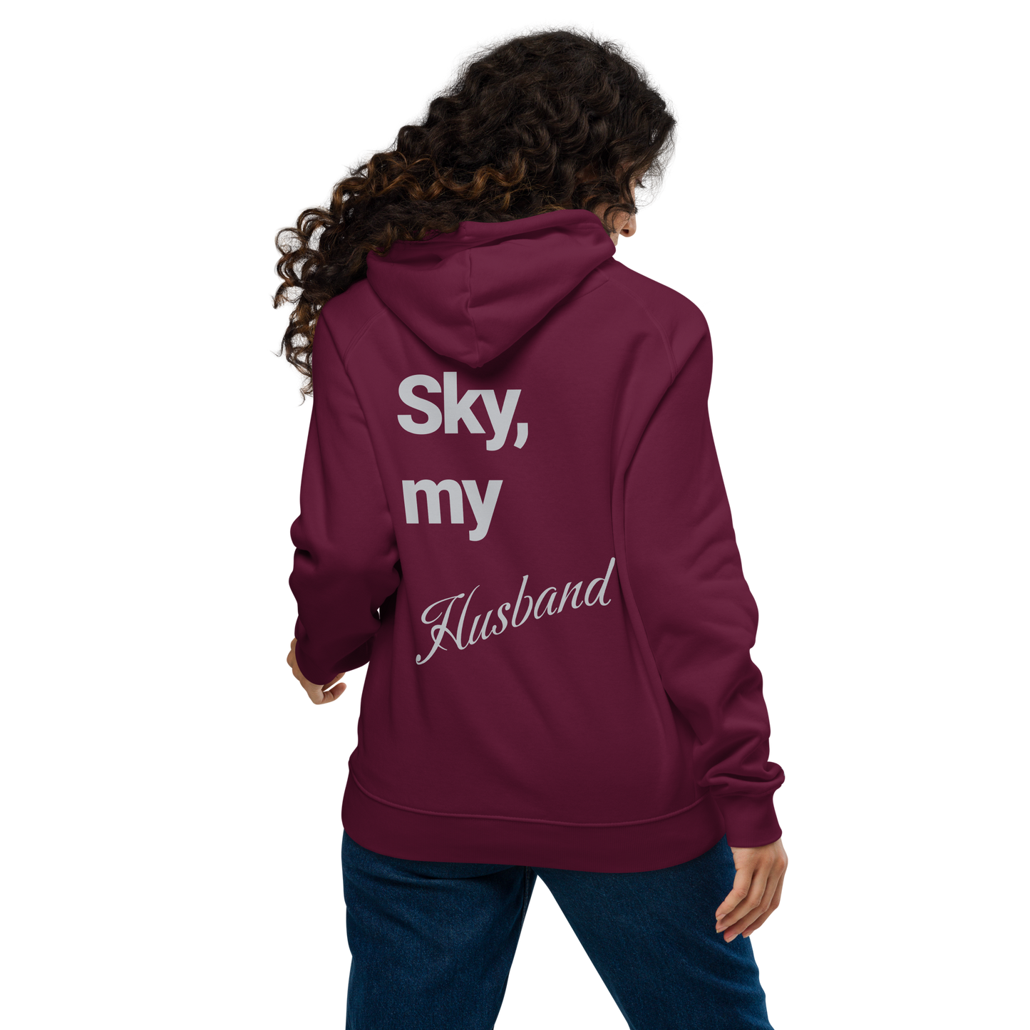 Sweat à capuche écologique Raglan unisexe imprimé dos "husband"