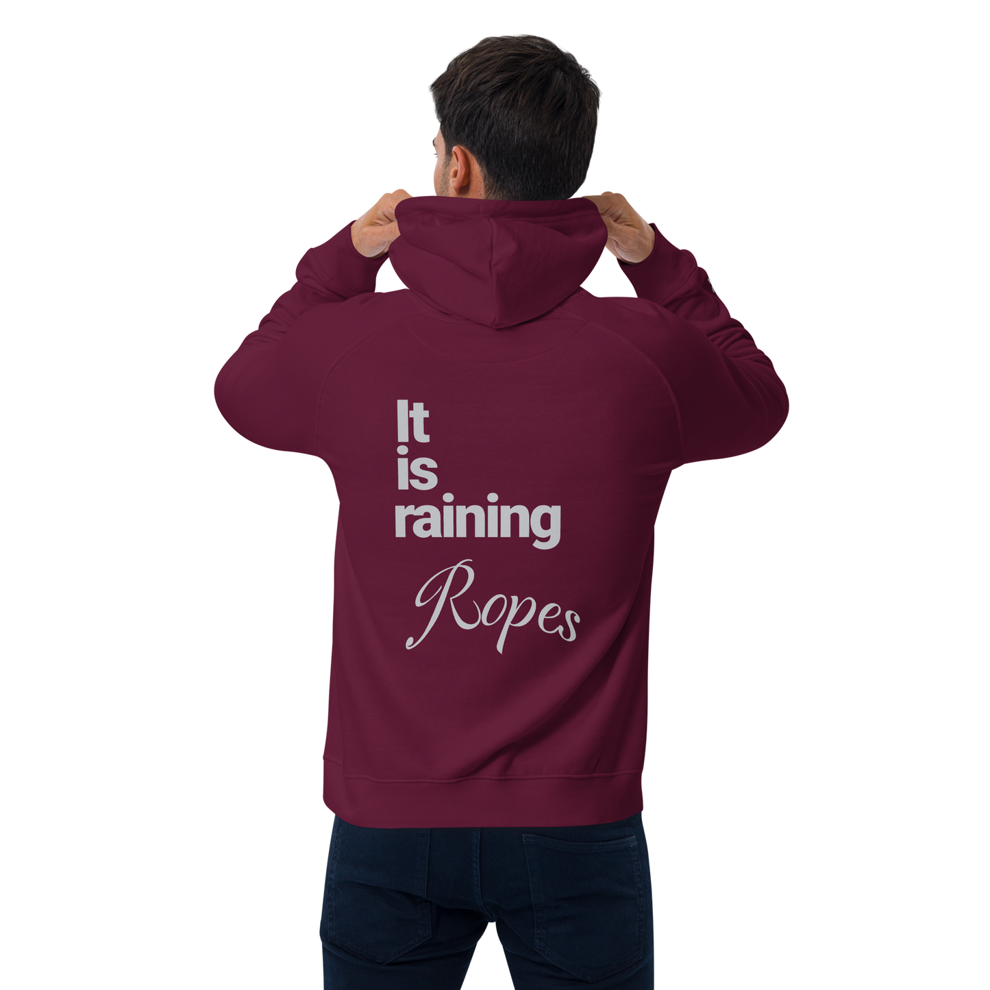 Sweat à capuche écologique Raglan unisexe imprimé dos "ropes"