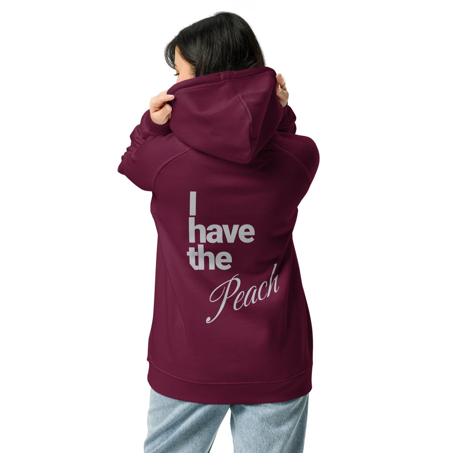 Sweat à capuche écologique Raglan unisexe imprimé dos "peach"