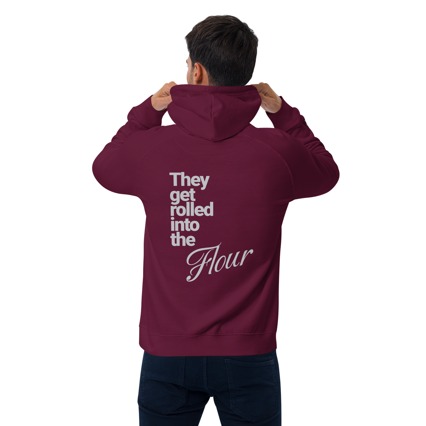 Sweat à capuche écologique Raglan unisexe imprimé dos "flour"