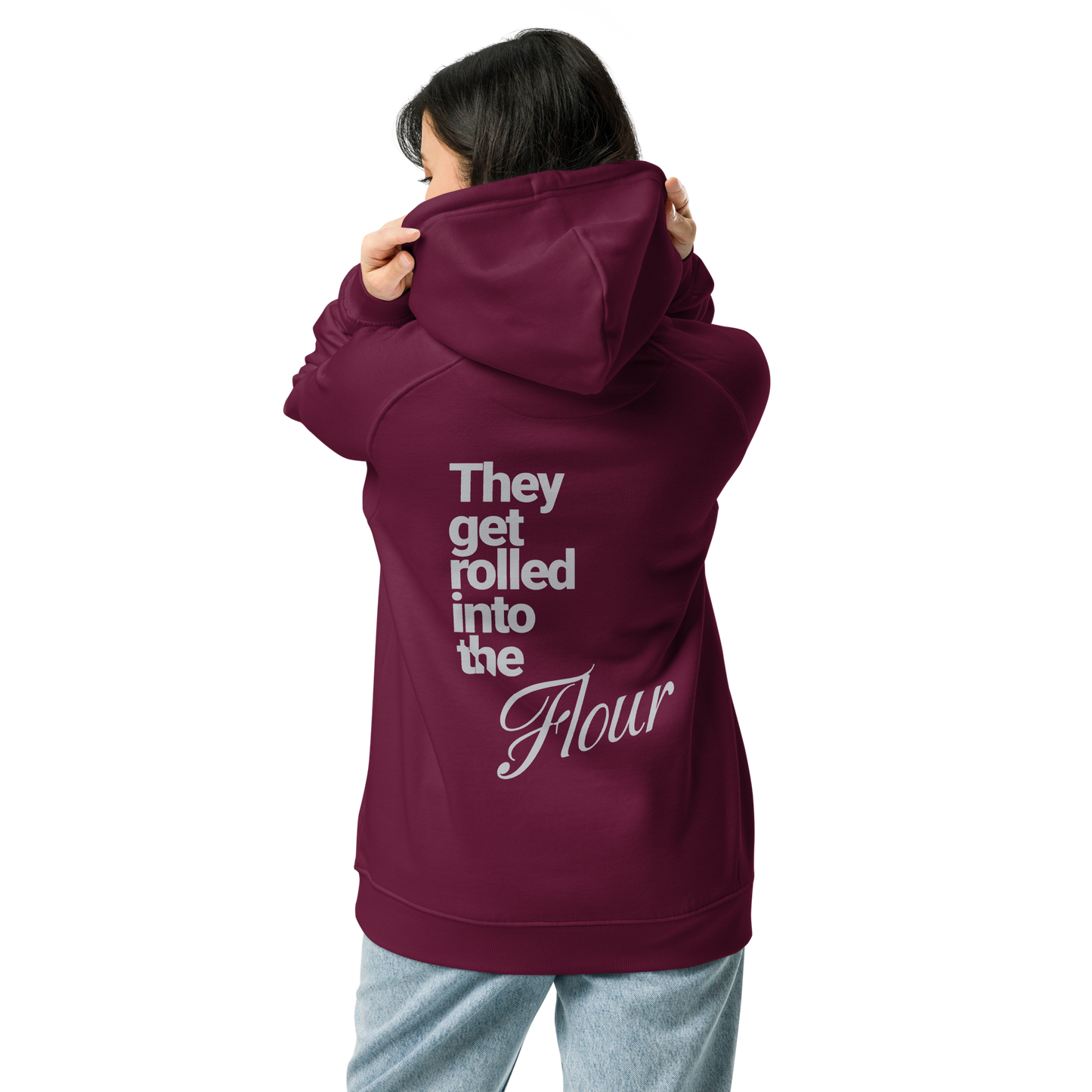 Sweat à capuche écologique Raglan unisexe imprimé dos "flour"