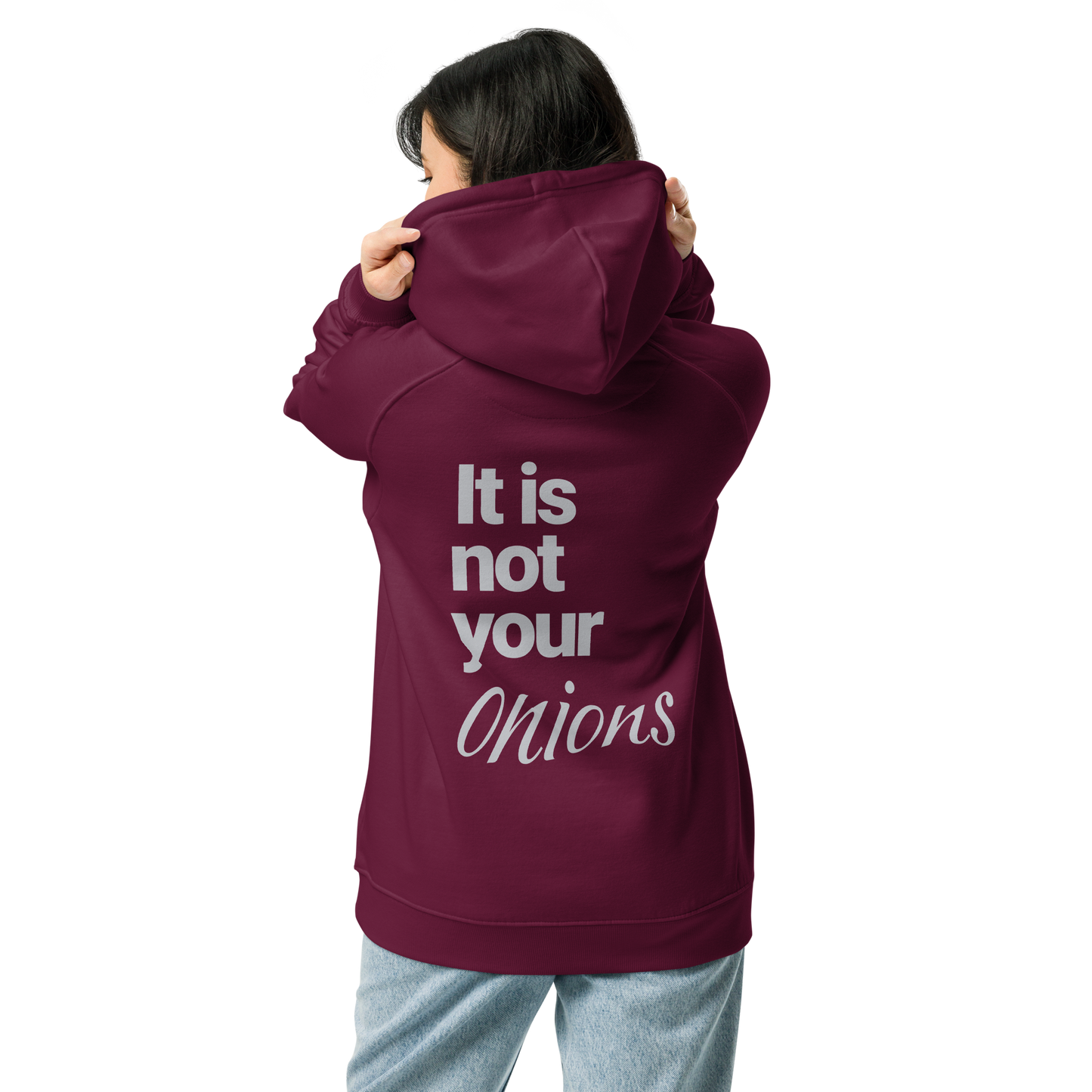 Sweat à capuche écologique Raglan unisexe imprimé dos "onions"