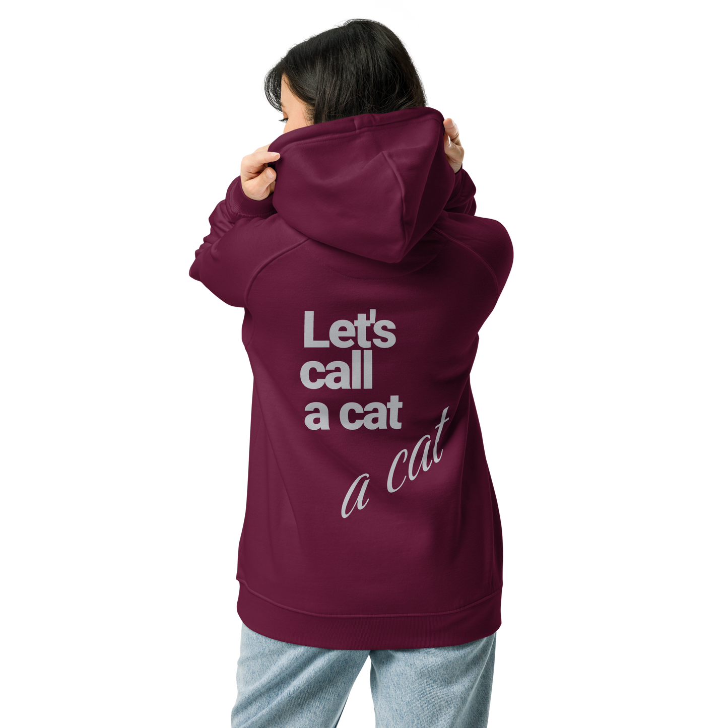 Sweat à capuche écologique Raglan unisexe imprimé dos "cat"