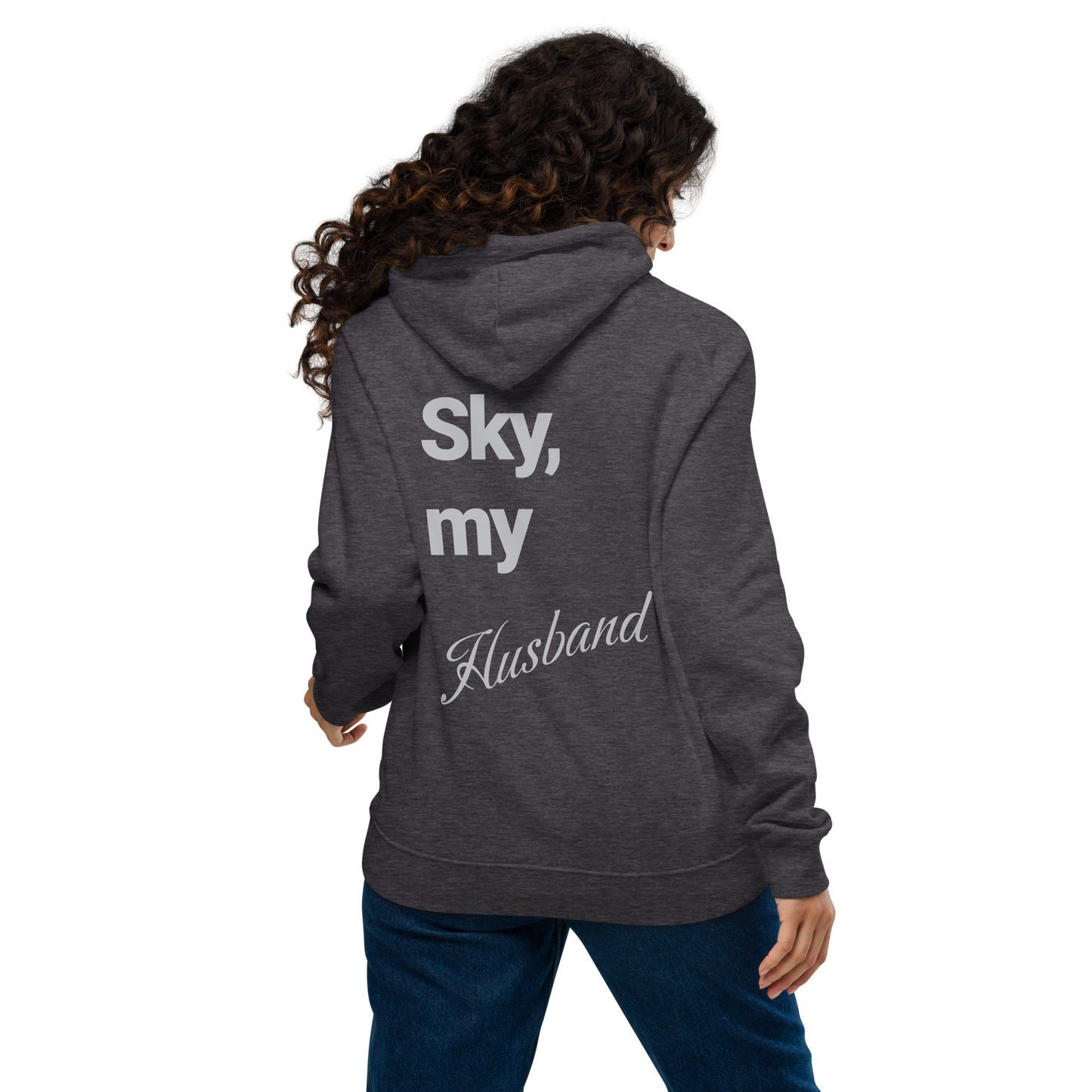 Sweat à capuche écologique Raglan unisexe imprimé dos "husband"