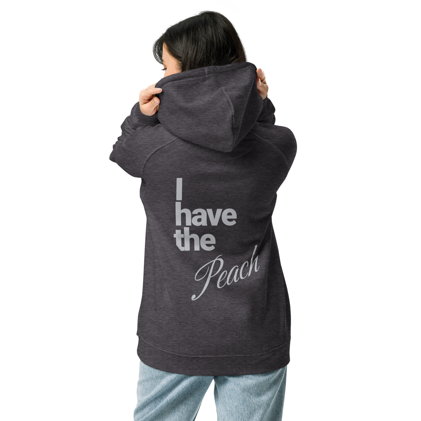 Sweat à capuche écologique Raglan unisexe imprimé dos "peach"