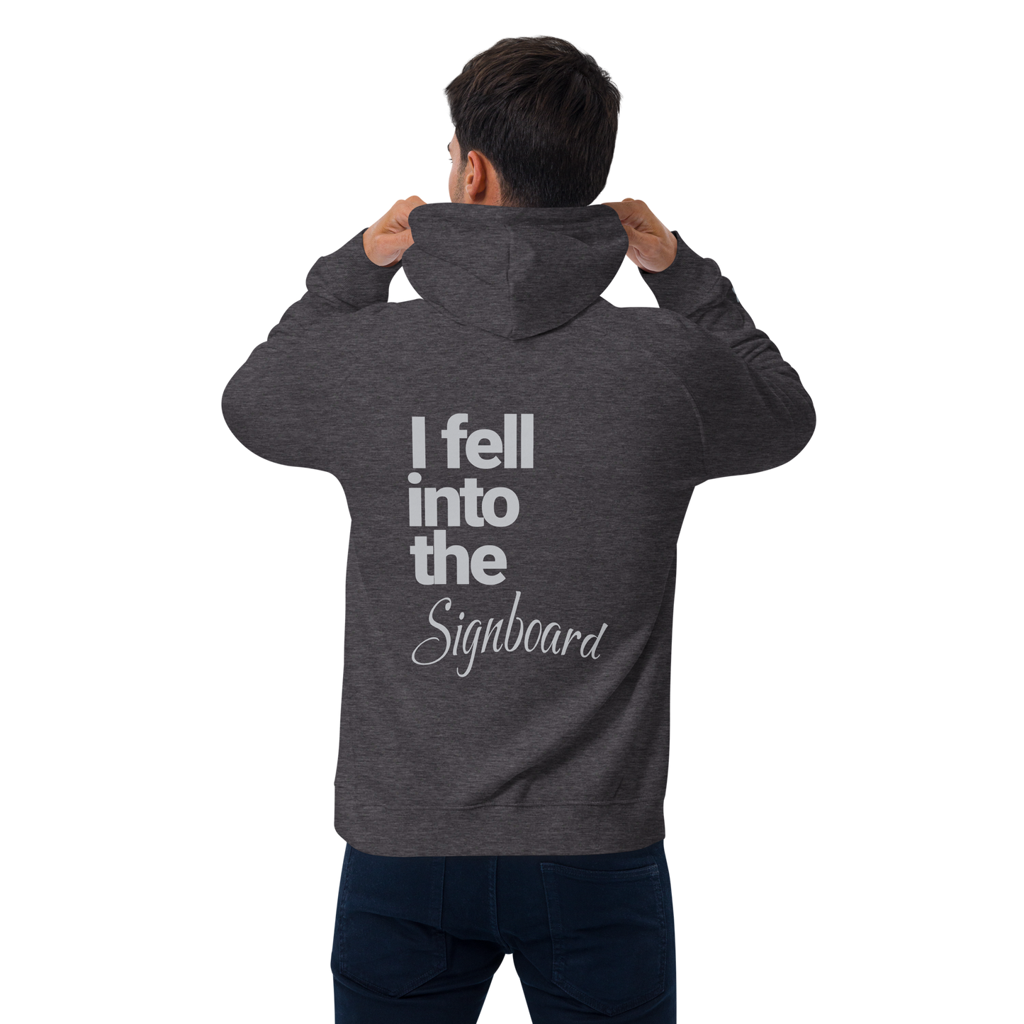 Sweat à capuche écologique Raglan unisexe imprimé dos "signboard"