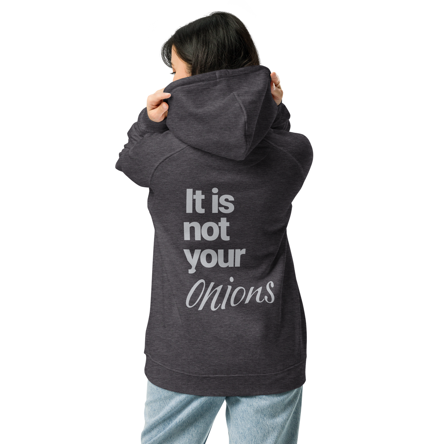 Sweat à capuche écologique Raglan unisexe imprimé dos "onions"