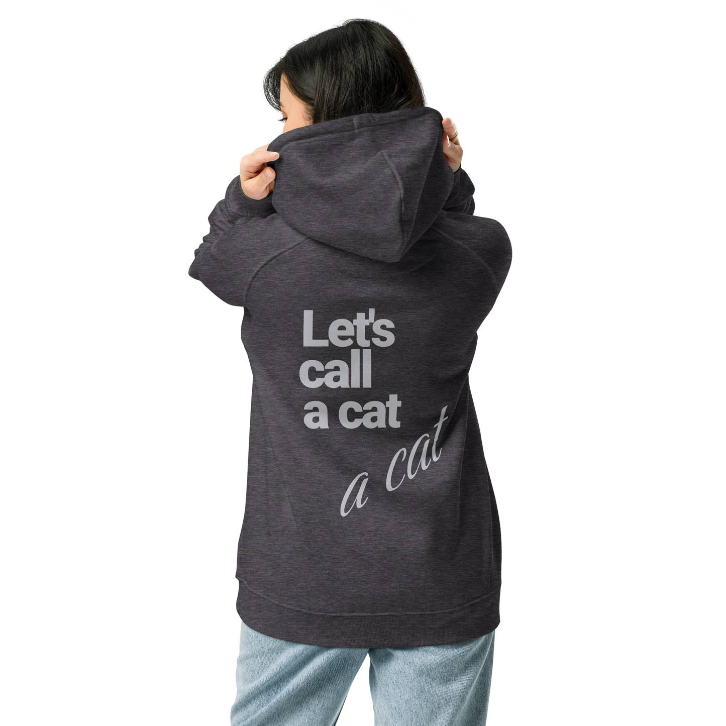 Sweat à capuche écologique Raglan unisexe imprimé dos "cat"