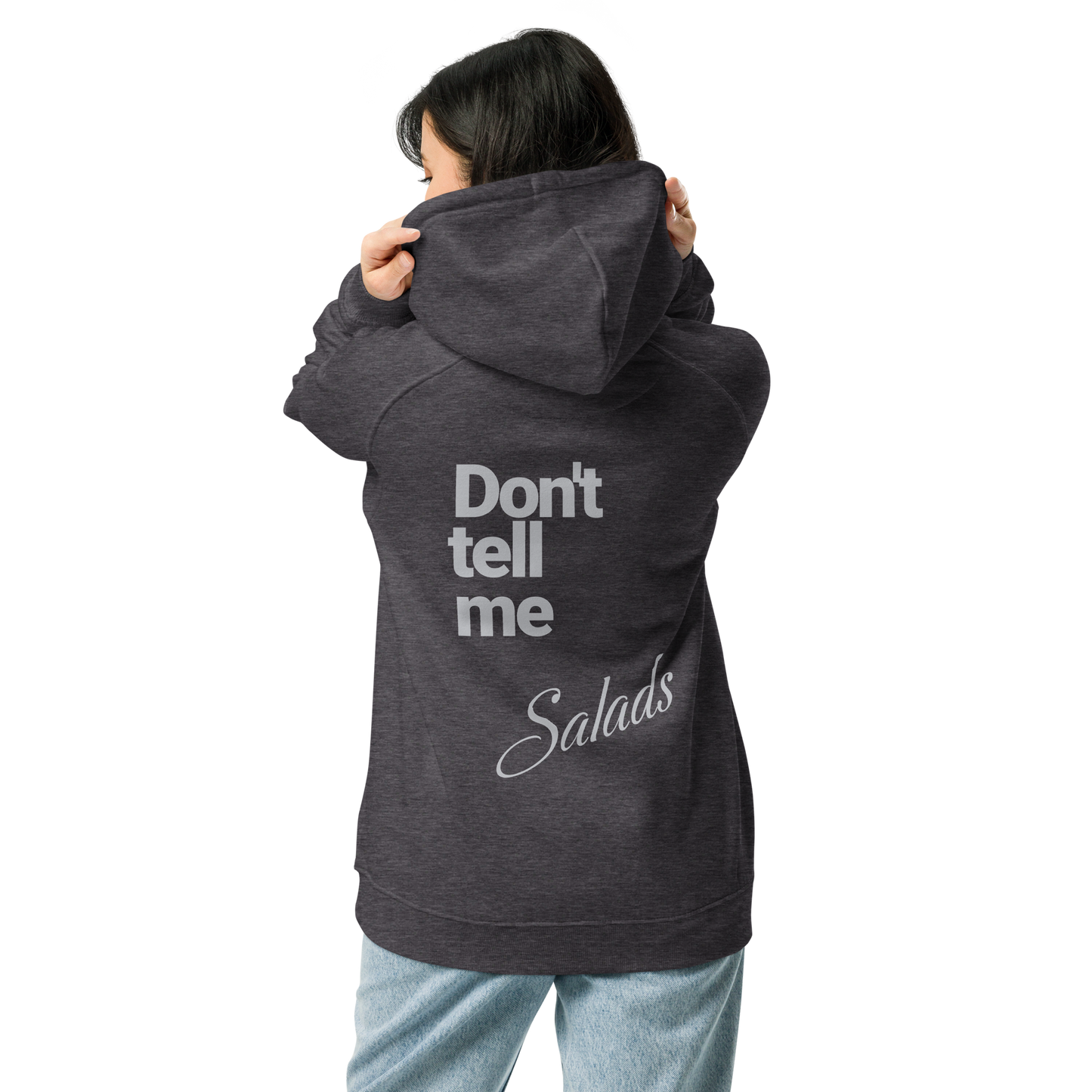 Sweat à capuche écologique Raglan unisexe imprimé dos "salads"
