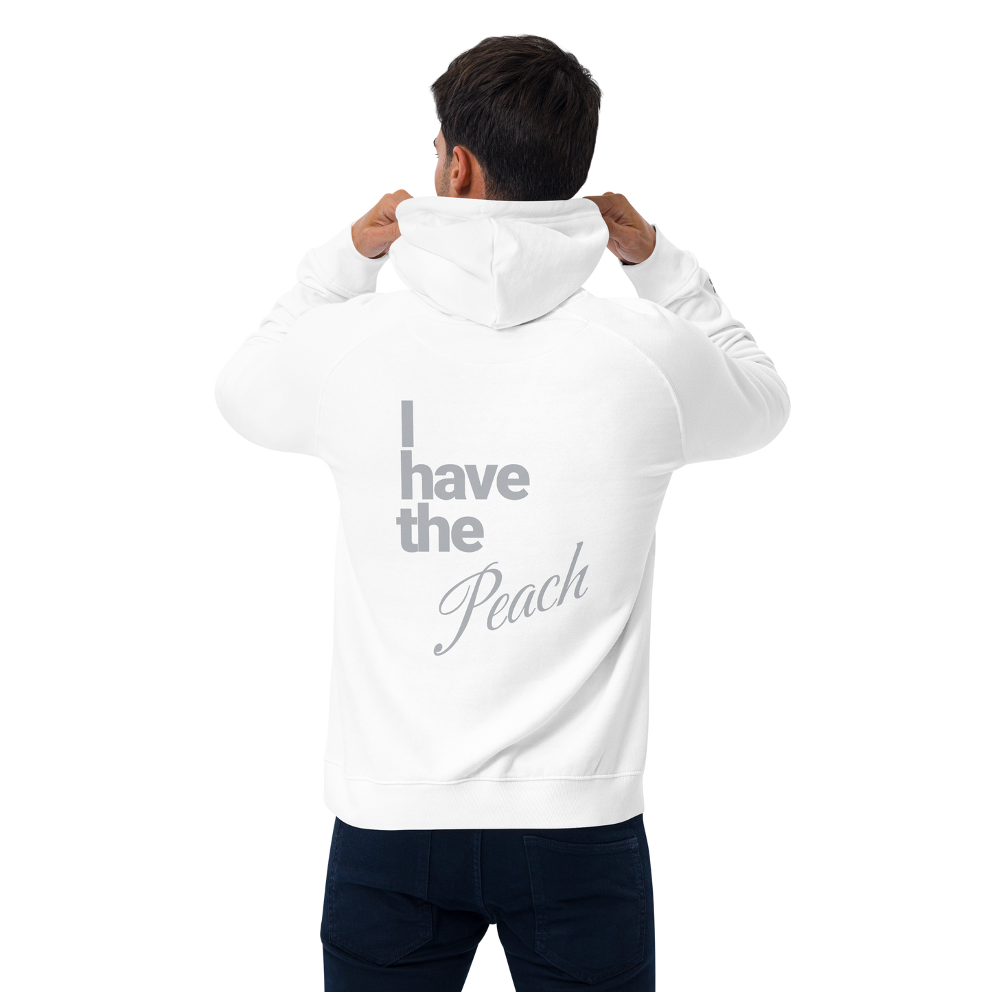 Sweat à capuche écologique Raglan unisexe imprimé dos "peach"