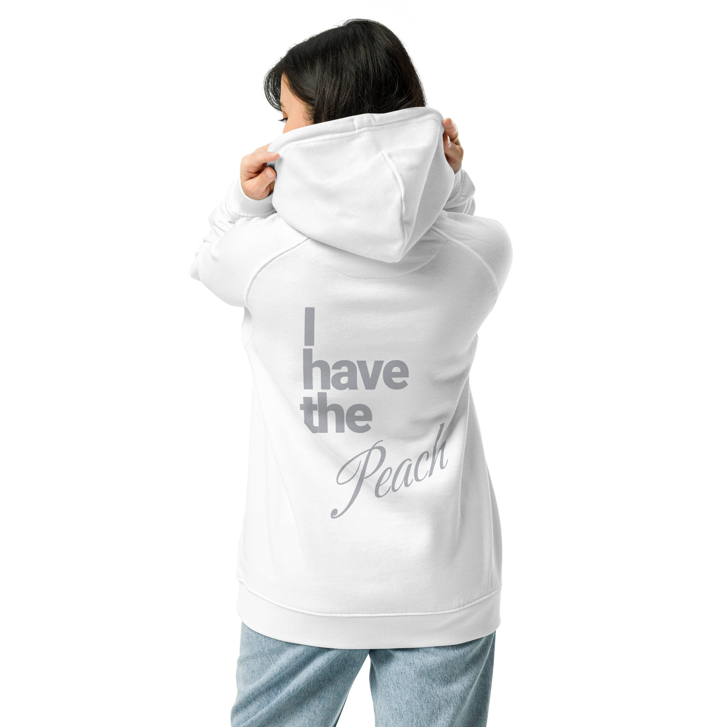 Sweat à capuche écologique Raglan unisexe imprimé dos "peach"