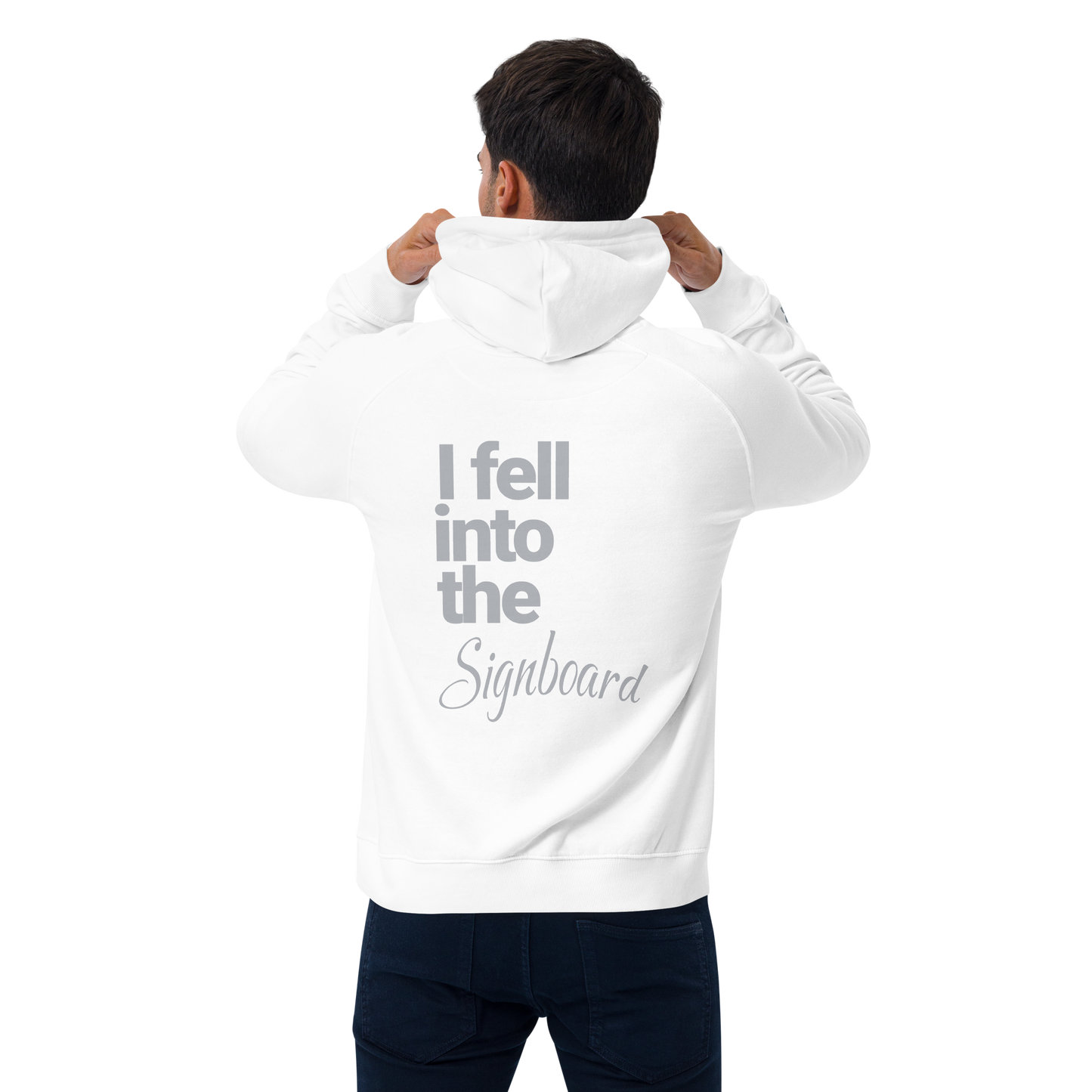 Sweat à capuche écologique Raglan unisexe imprimé dos "signboard"