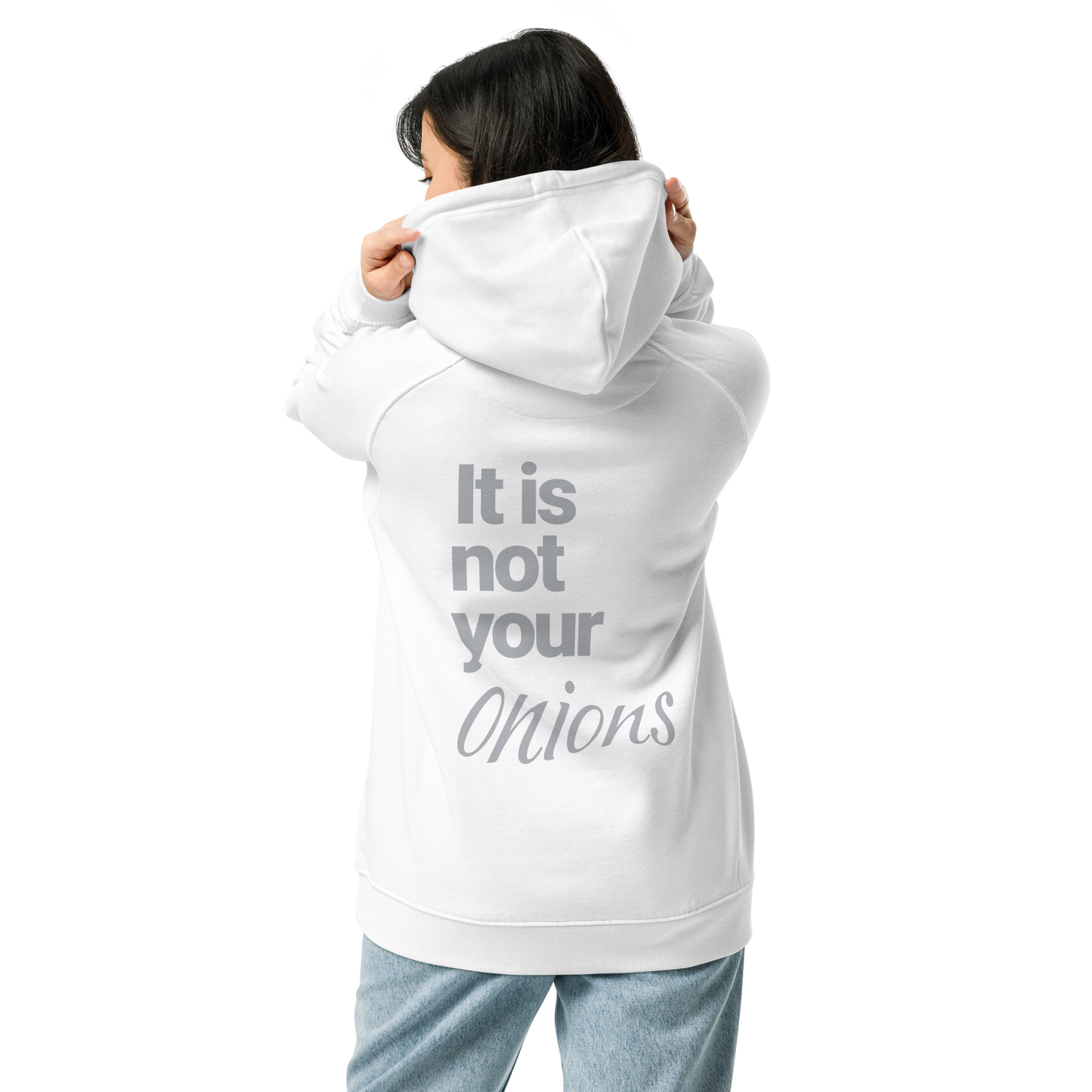 Sweat à capuche écologique Raglan unisexe imprimé dos "onions"