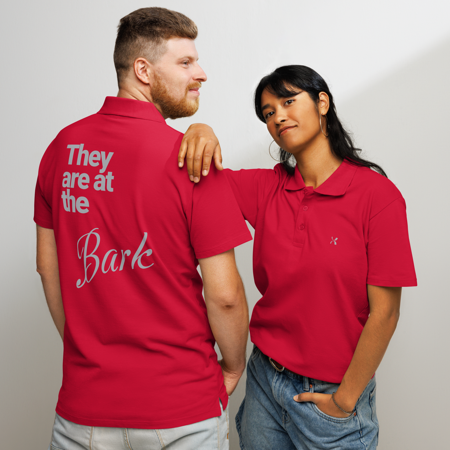 Polo piqué unisexe humoristique "bark"